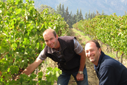 The founders of wine business Naked Wines in a vineyard